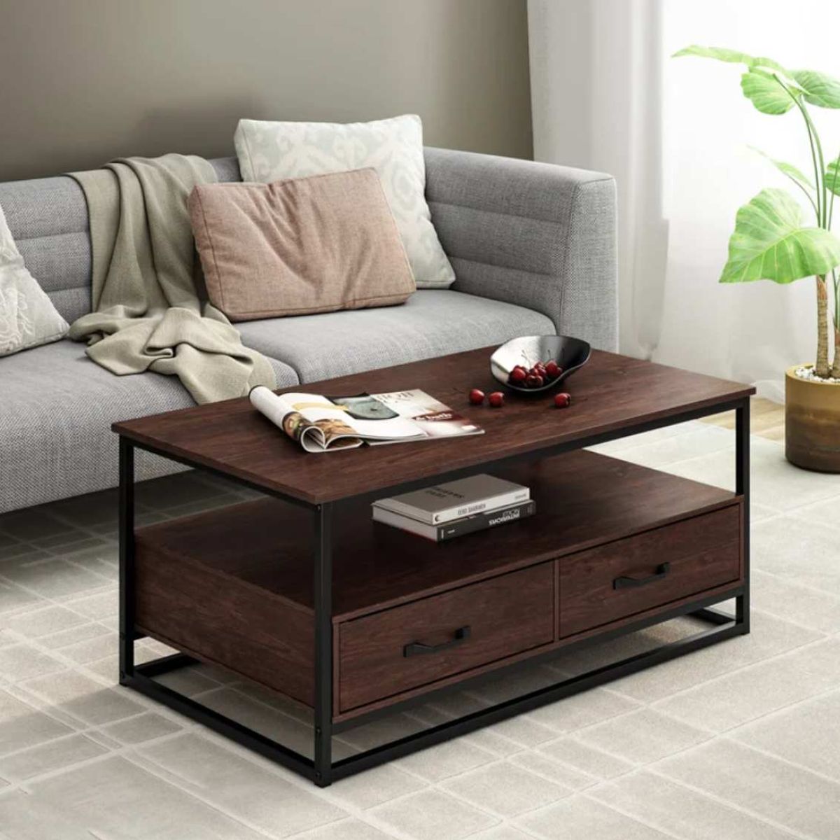 VENTITAS HOME - Mesa de Centro Industrial Tayce Ventitas Home Caramelo