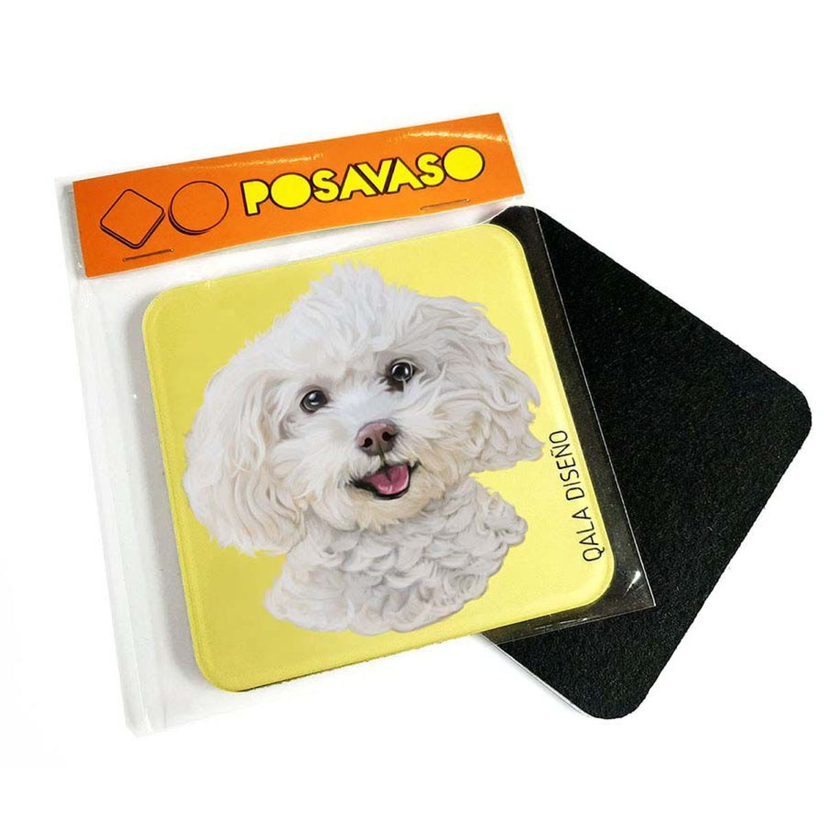 QALA DISEÑO - Posavaso de Acrílico - Qala Diseño - Perro Bichón Frisé - Coaster