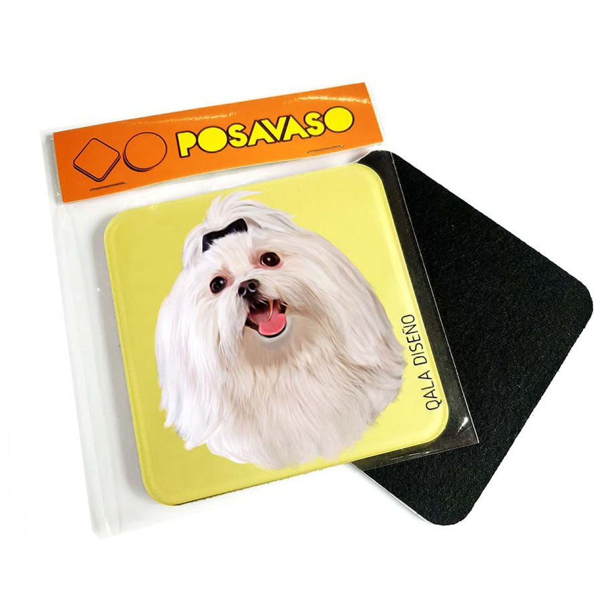 QALA DISEÑO - Posavaso de Acrílico - Qala Diseño - Perro Bichón Maltés - Coaster