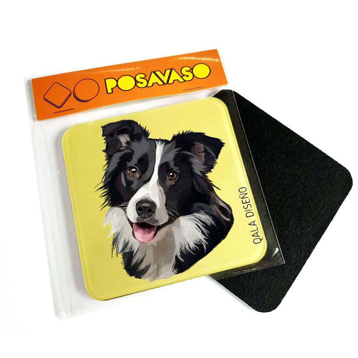 QALA DISEÑO - Posavaso de Acrílico - Qala Diseño - Perro Border Collie - Coaster