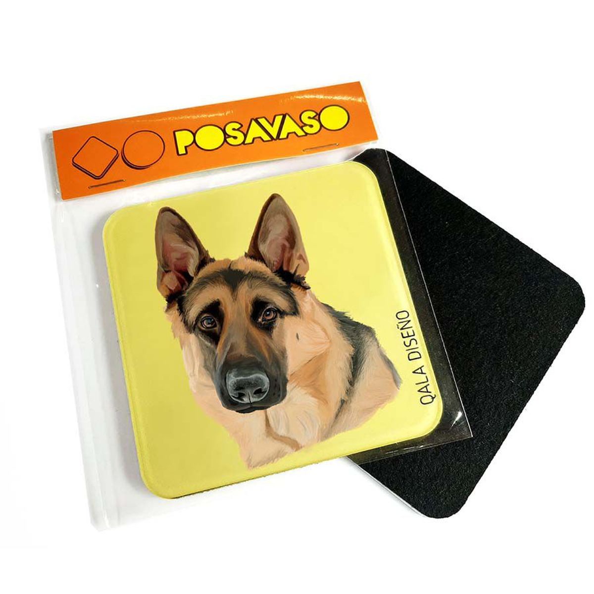 QALA DISEÑO - Posavaso de Acrílico - Qala Diseño - Perro Pastor Alemán - Coaster