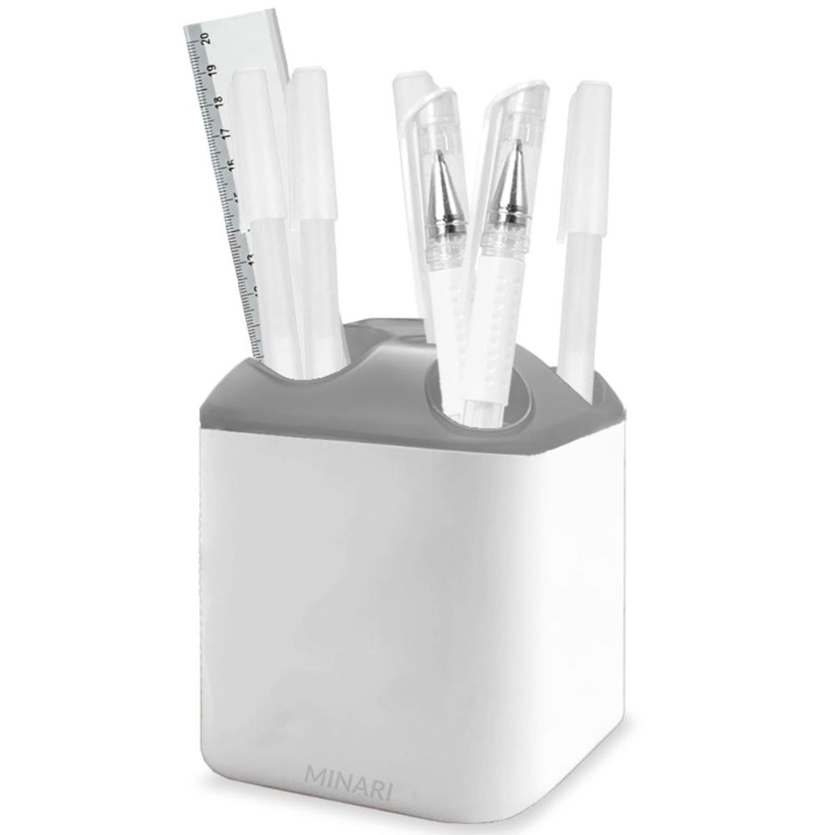 MINARI - Organizador de Escritorio Porta Lapiceros Plumones Blanco C20