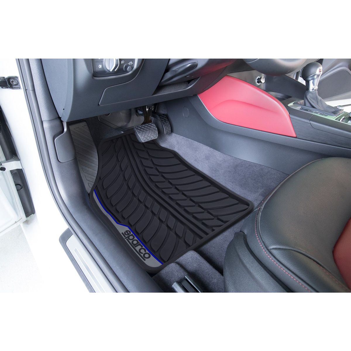 SPARCO - ALFOMBRA PARA AUTO PVC 4 PIEZAS NEGRO-AZUL SPARCO SPF507BL