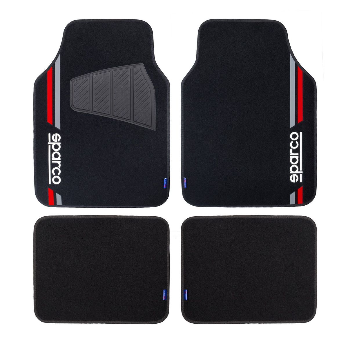 SPARCO - PISO ALFOMBRA PARA AUTO 4 PIEZAS NEGRO-ROJO SPARCO SPF508RD