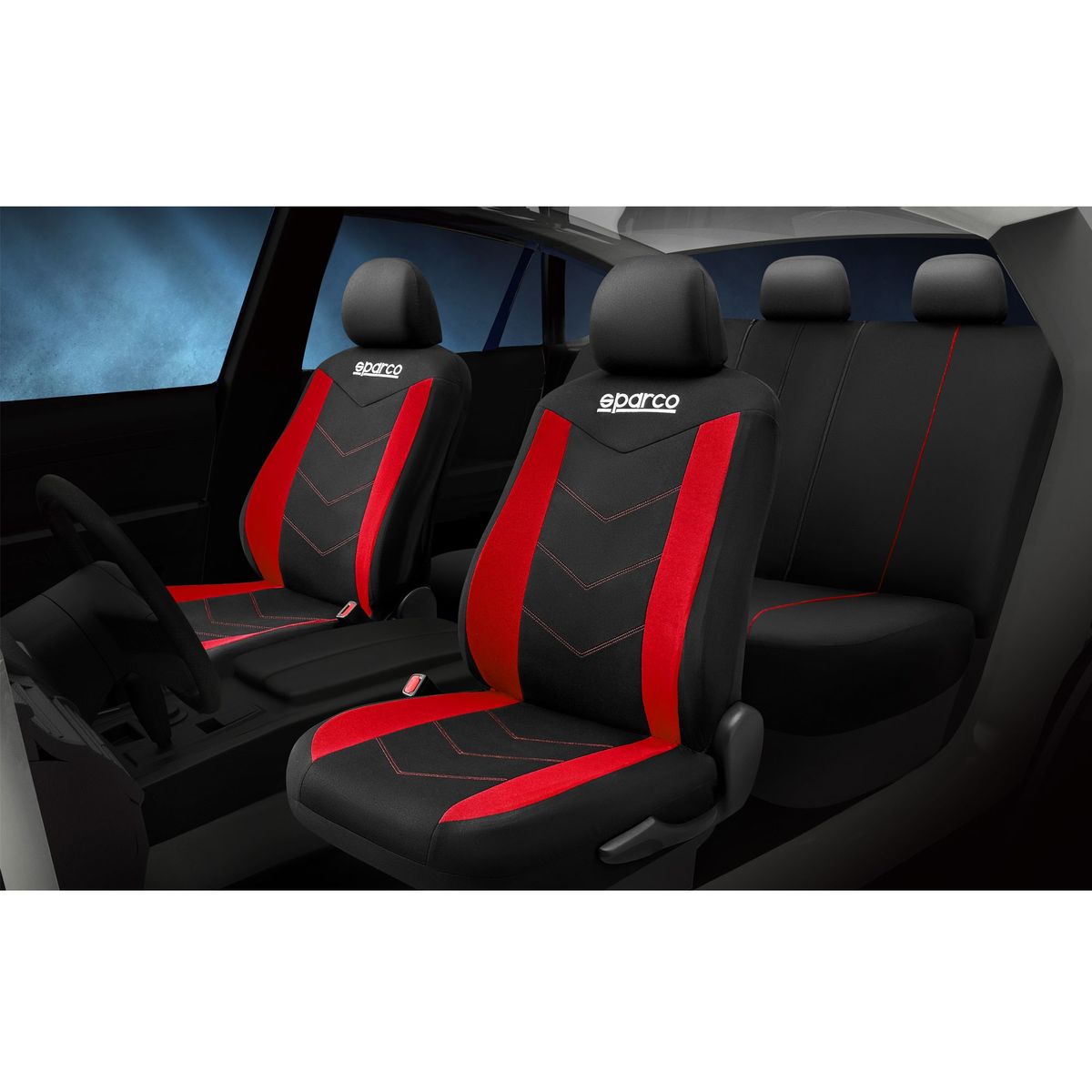 SPARCO - SET DE FUNDAS CUBRE ASIENTOS SPARCO SPS431RDCB NEGRO-ROJO