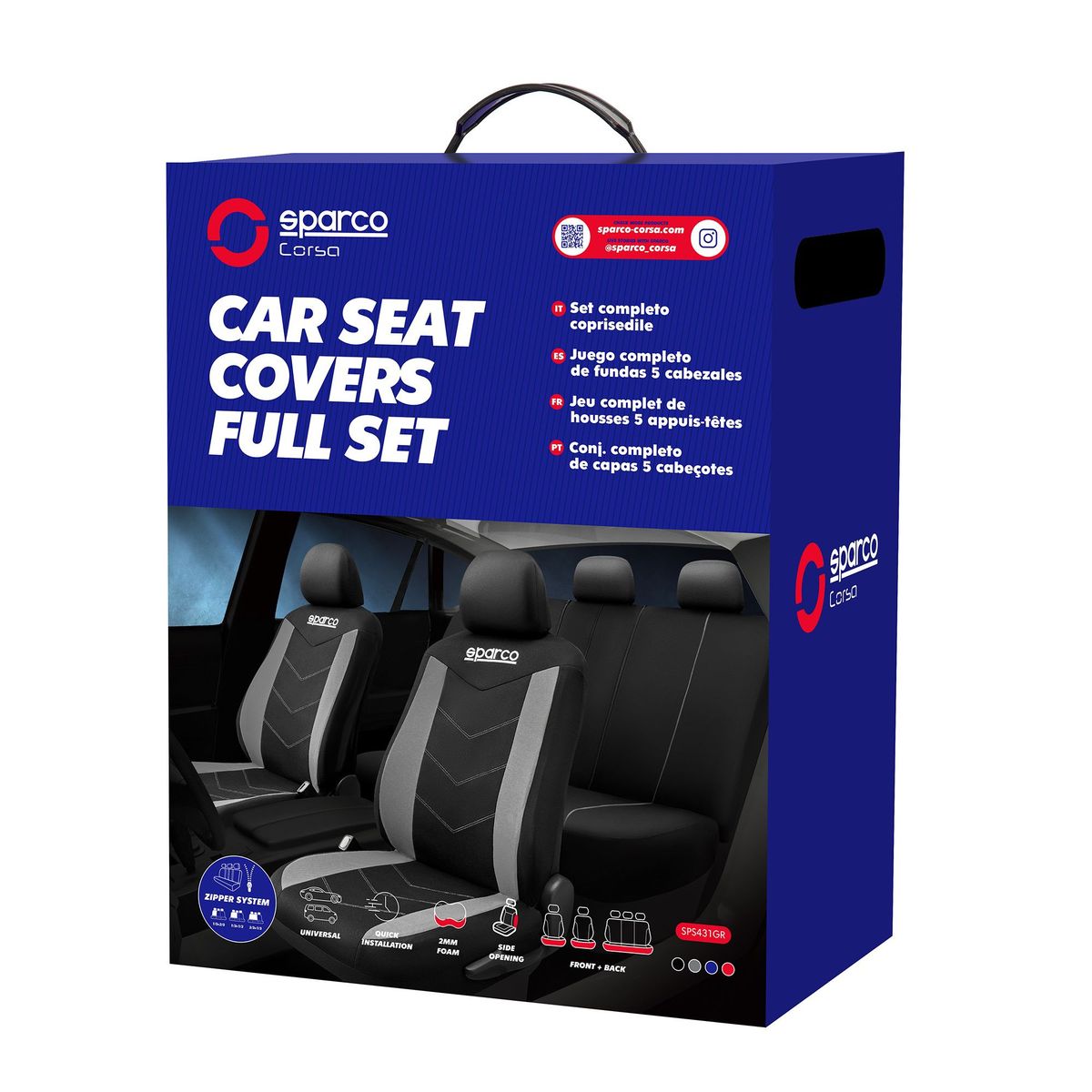 SPARCO - SET DE FUNDAS CUBRE ASIENTOS SPARCO SPS431GRCB NEGRO-GRIS