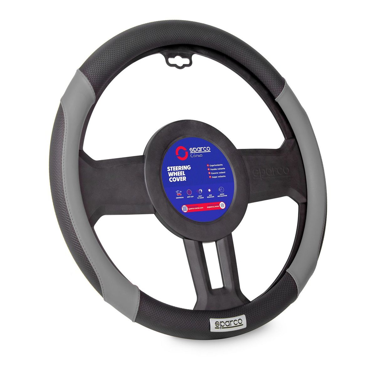 SPARCO - CUBRE VOLANTE NEGRO-GRIS SPARCO LOGO METALICO