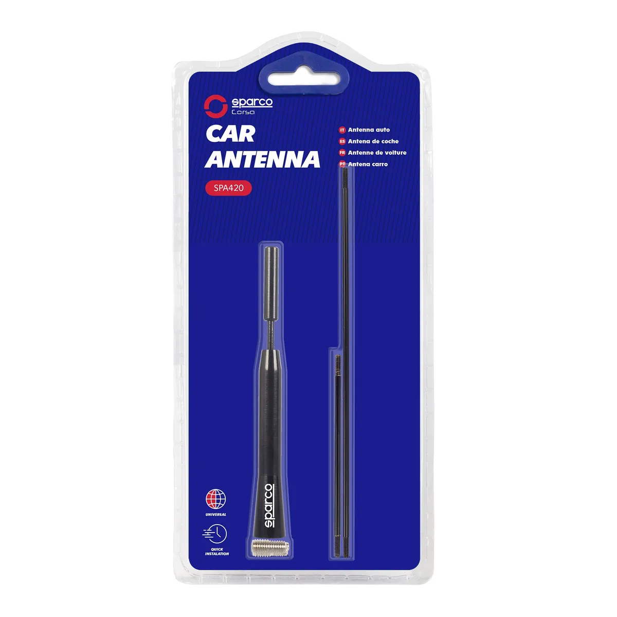 SPARCO - ANTENA PARA AUTO EXPANDIBLE - RADIO FM Y AM SPARCO NEGRO SPA420BK