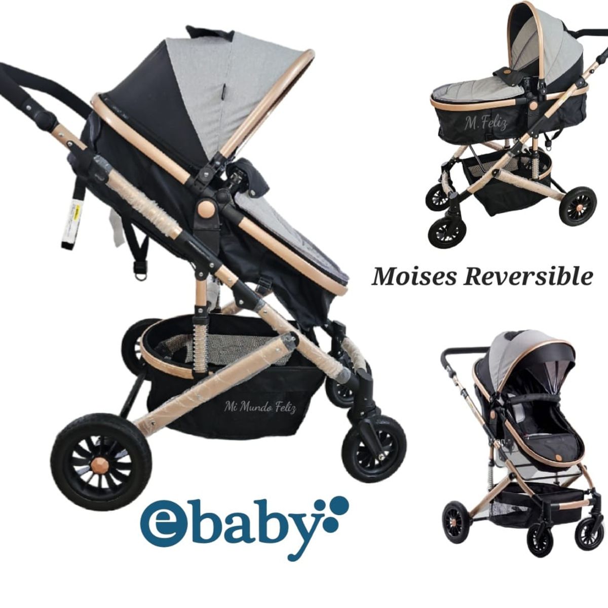 BABY - Coche Moises Estilo Europeo Travel  Negro 2025