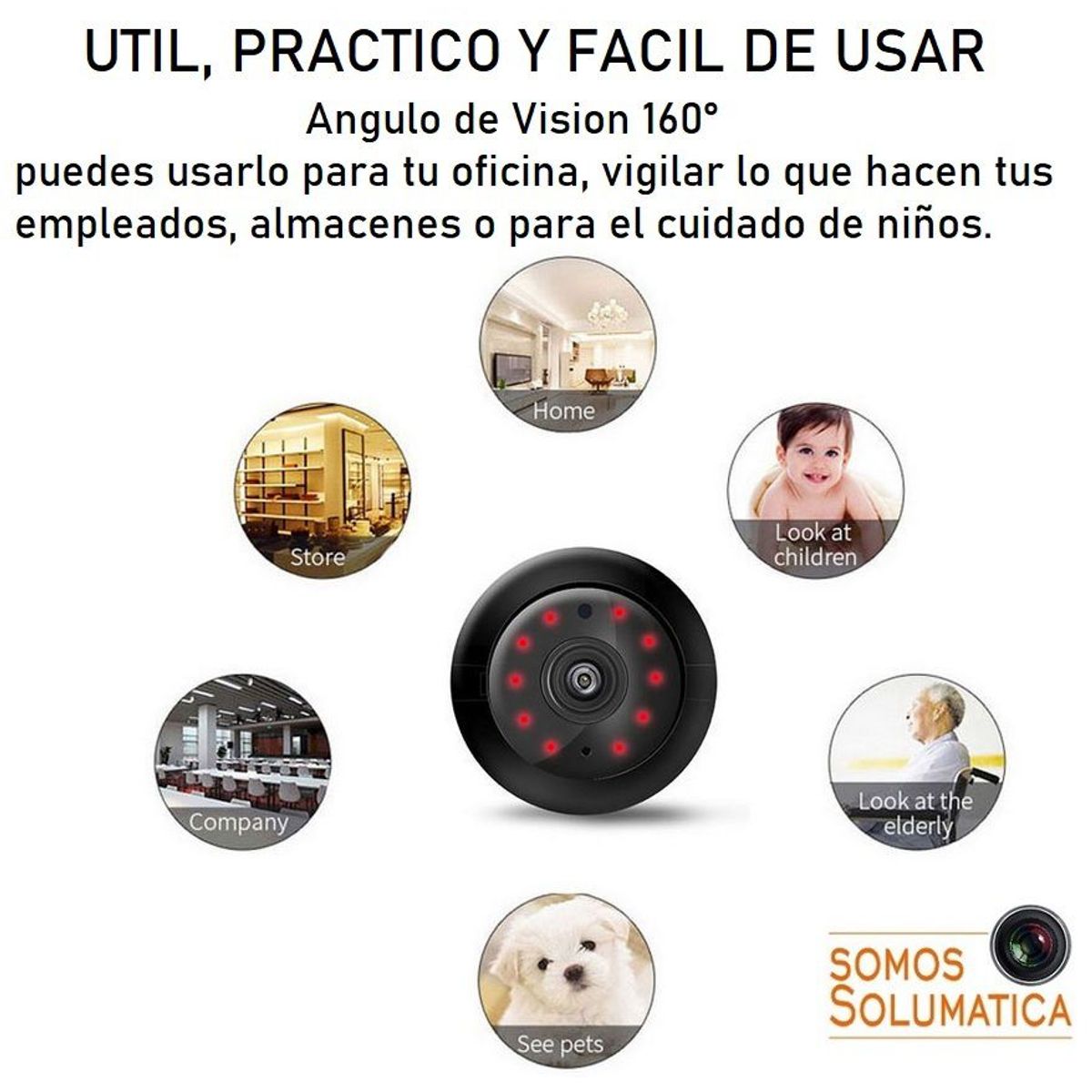 OEM - Camara de Vigilancia Wifi HD - Solumatica - Con Vision Nocturna