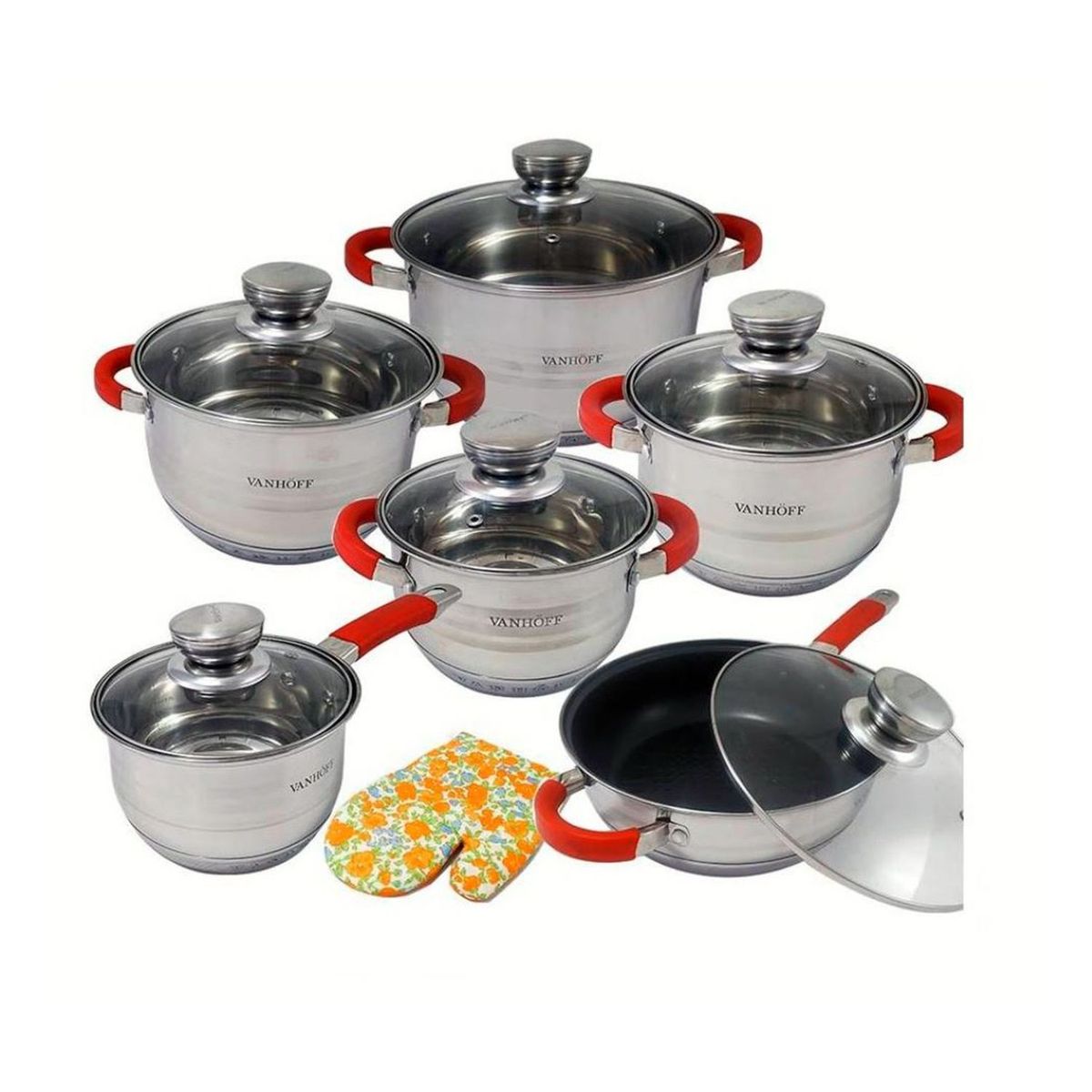 VANHOFF - Set de Ollas VANHOFF VH-4513 Acero Inoxidable