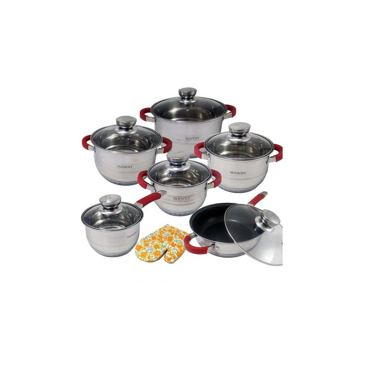 VANHOFF - Set de Ollas VANHOFF VH-4513 Acero Inoxidable