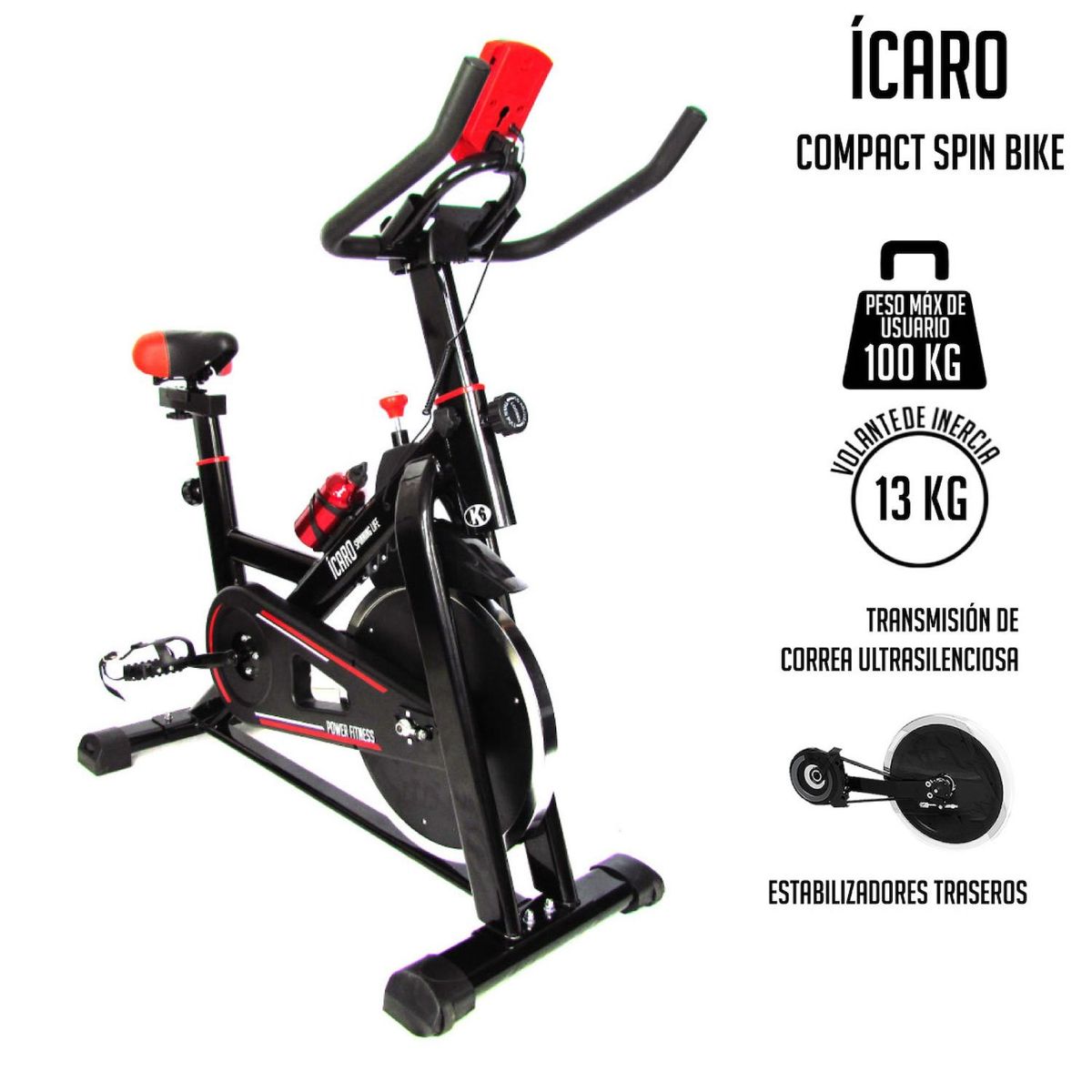 K6 FITNESS - Bicicleta Spinning Estática Gimnasio Profesional 13 Kg