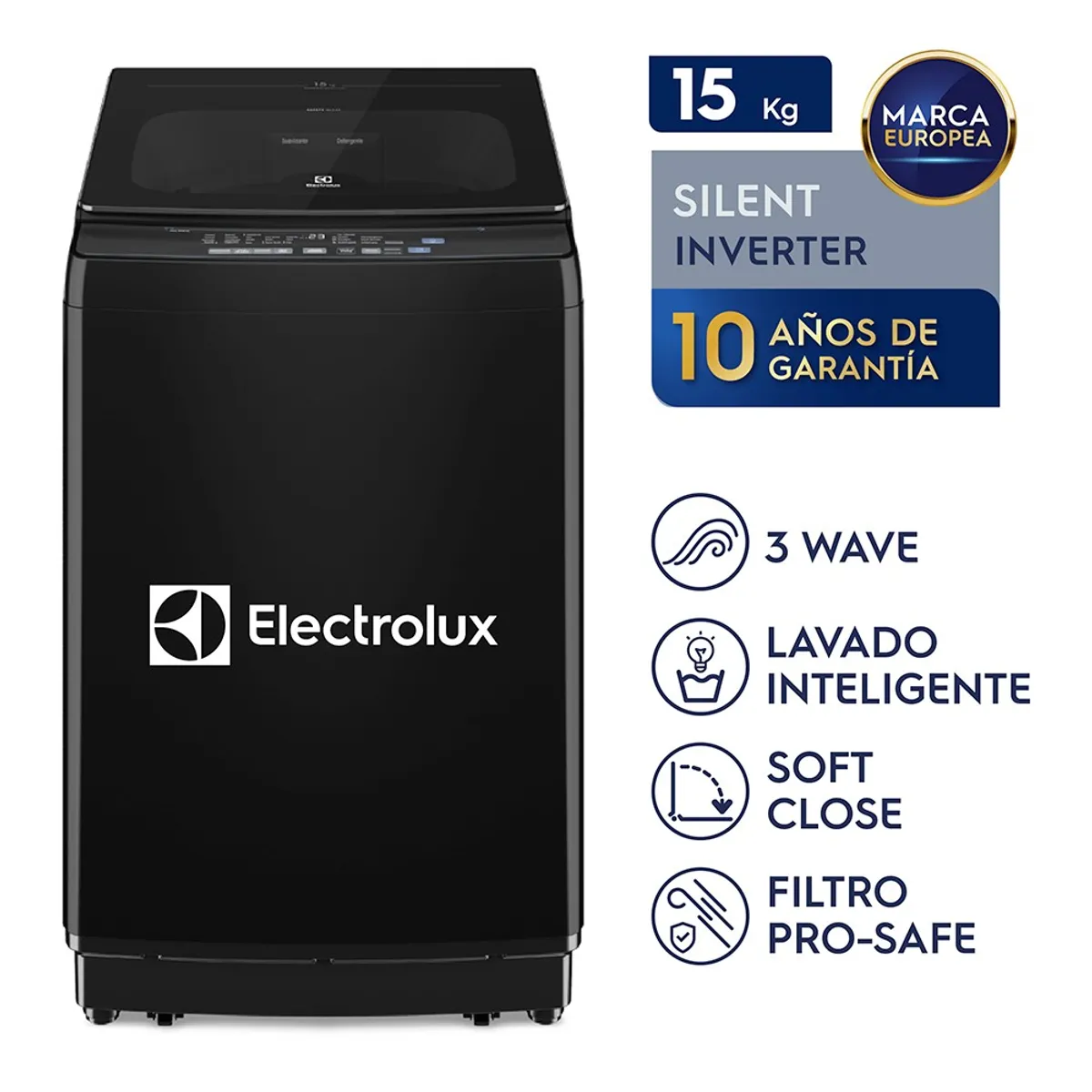 ELECTROLUX - Lavadora 15kg Electrolux Negro Inverter Technology EWIP15F2XSWB