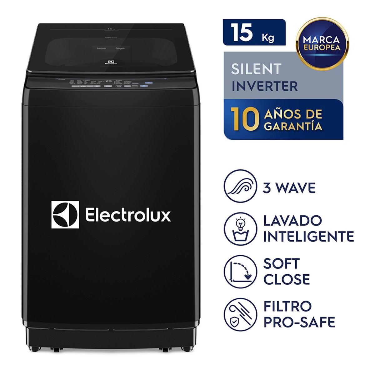 ELECTROLUX - Lavadora 15kg Electrolux Negro Inverter Technology EWIP15F2XSWB