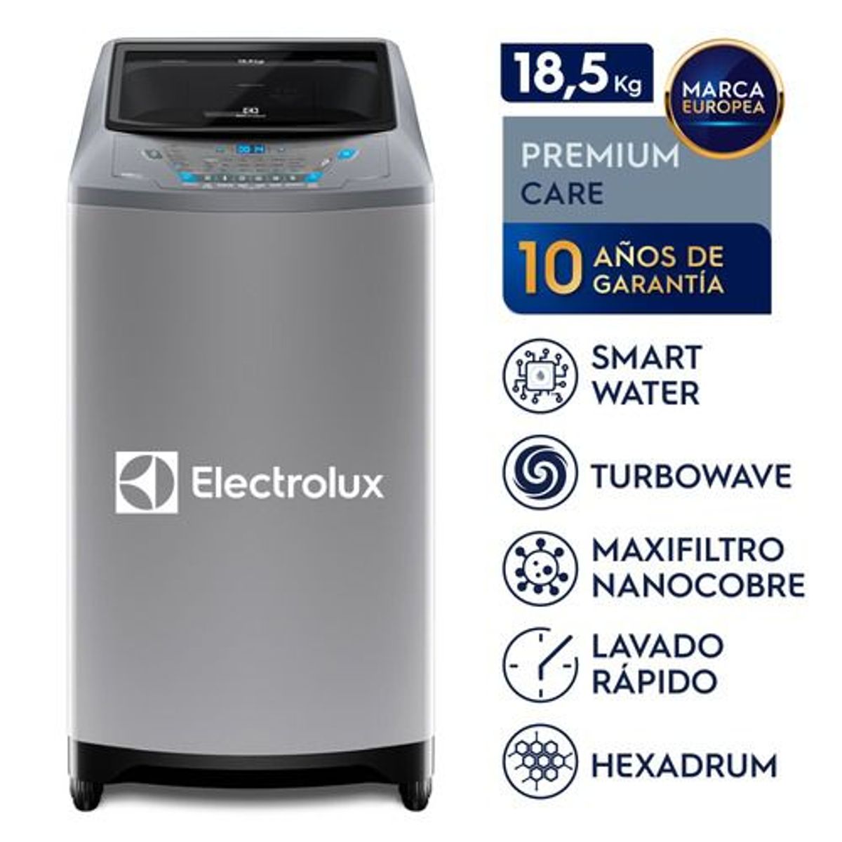 ELECTROLUX - Lavadora 18,5 Kg Electrolux Premium Care EWIX19F2ESG