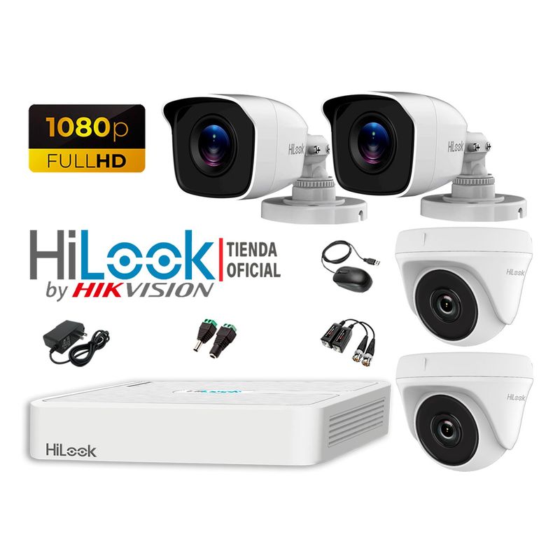 HILOOK - CÁMARAS SEGURIDAD KIT 4 FULL HD 1080P + CABLE HDMI