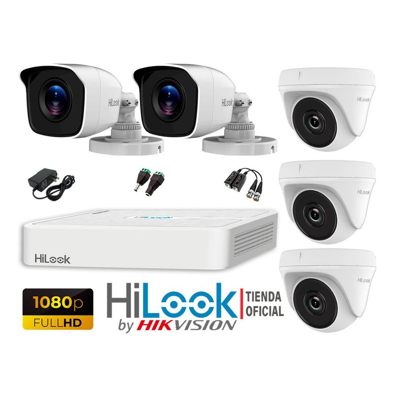 HILOOK - CÁMARAS SEGURIDAD KIT 5 FULL HD 1080P + CABLE HDMI