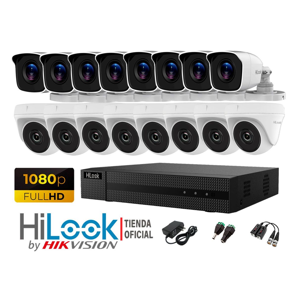 HILOOK - CÁMARAS SEGURIDAD KIT 16 FULL HD 1080P + CABLE HDMI