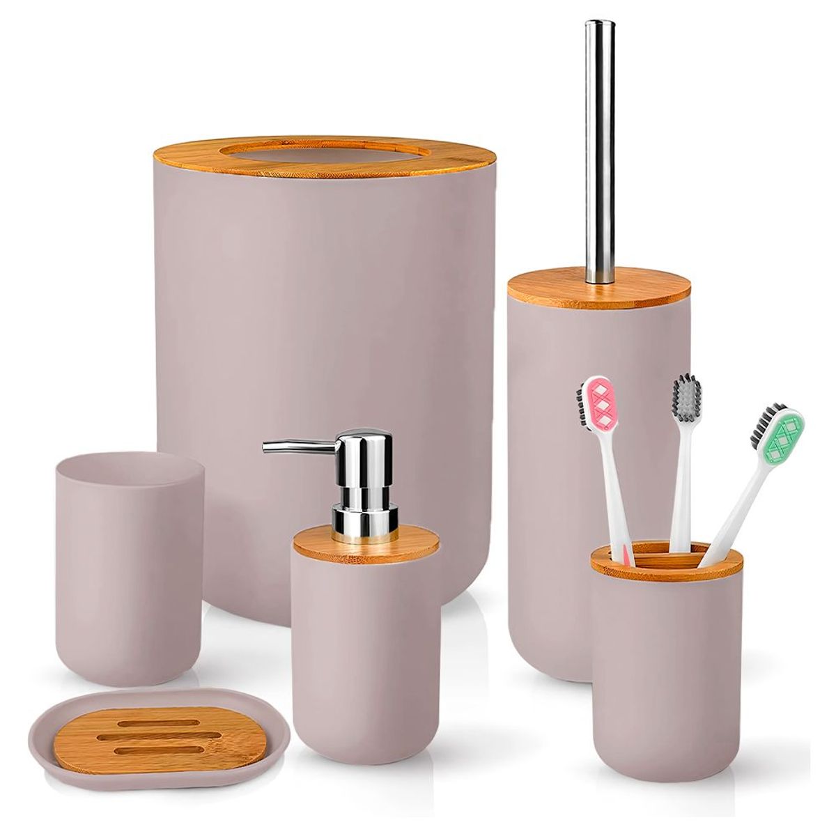 SASHIJA - Kit de 6 Accesorios de Baño Moderno O51 Camel