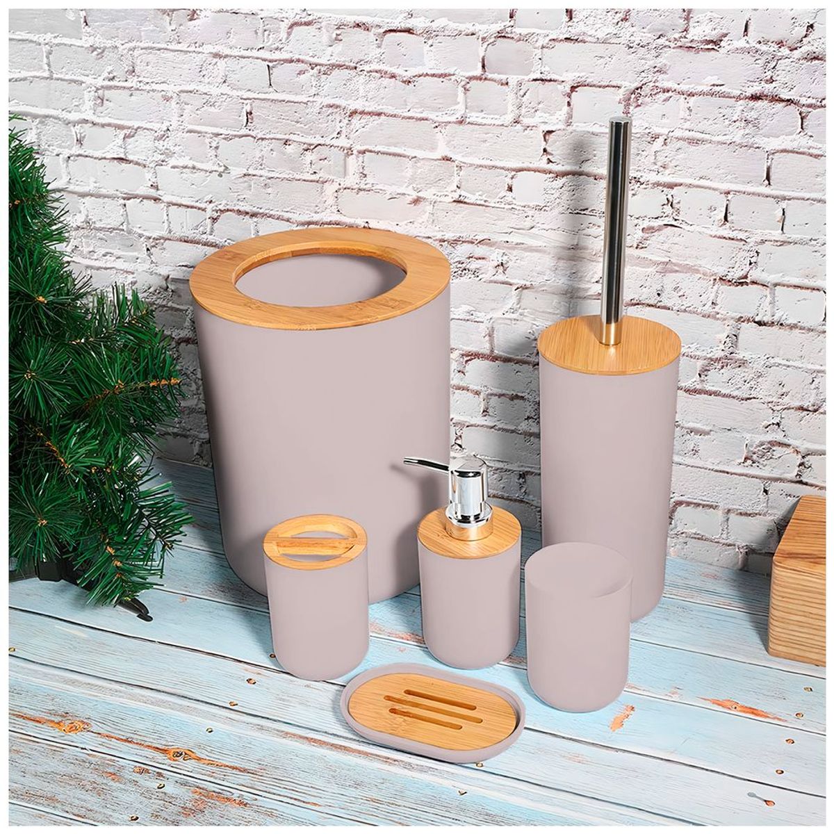 SASHIJA - Kit de 6 Accesorios de Baño Moderno O51 Camel