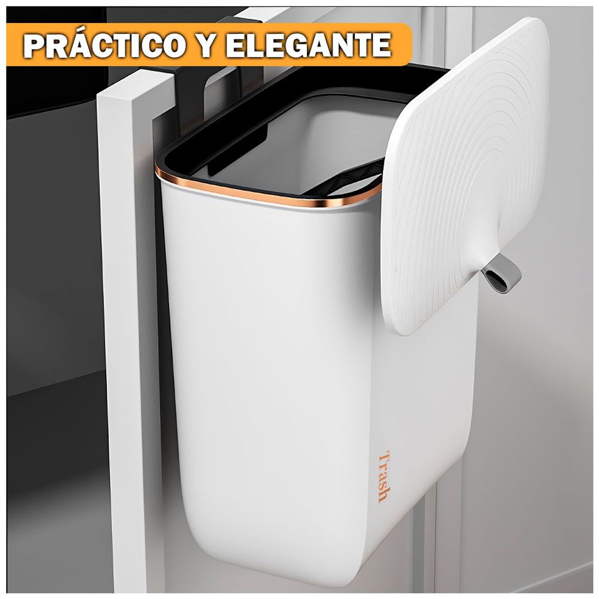 SASHIJA - Tacho de Basura Colgante Papelera Contenedor con Tapa H01 BL