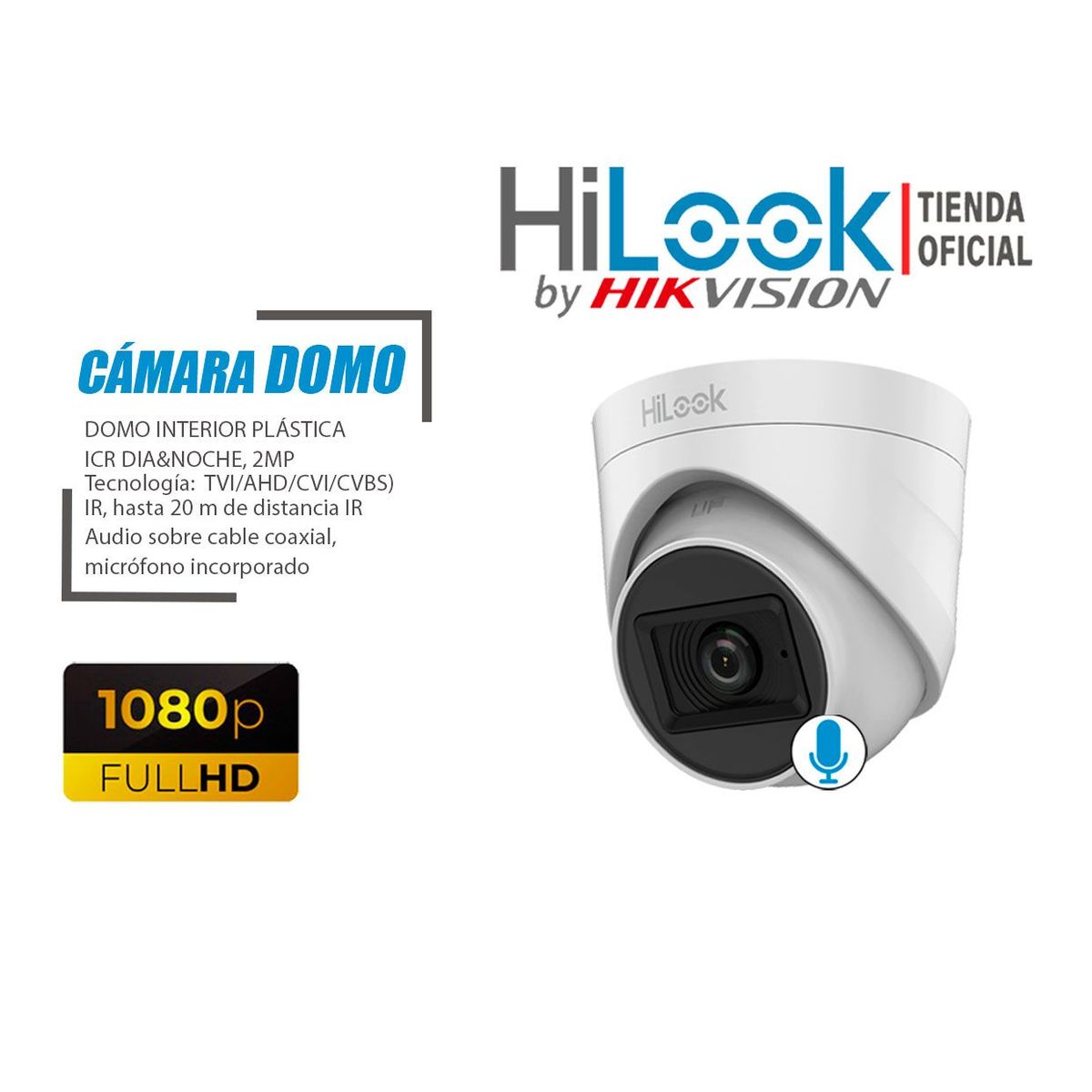 HILOOK - KIT 10 CÁMARAS SEGURIDAD AUDIO INCORPORADO FULL HD 1080P + DISCO 2TB