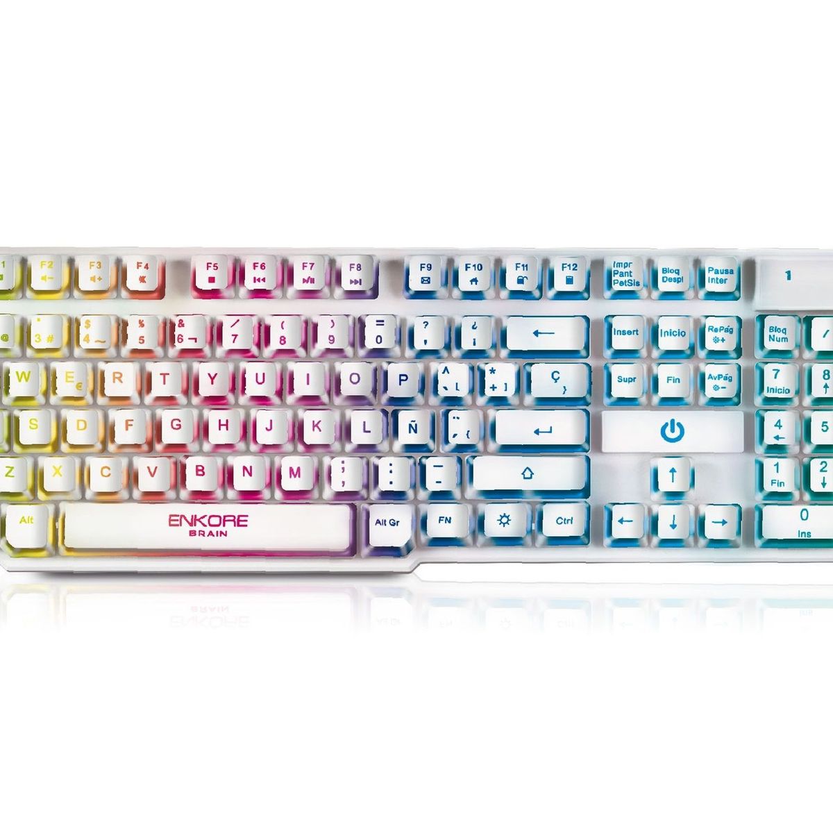ENKORE - Teclado Gamer Brain Enkore Led Rainbow  - Blanco