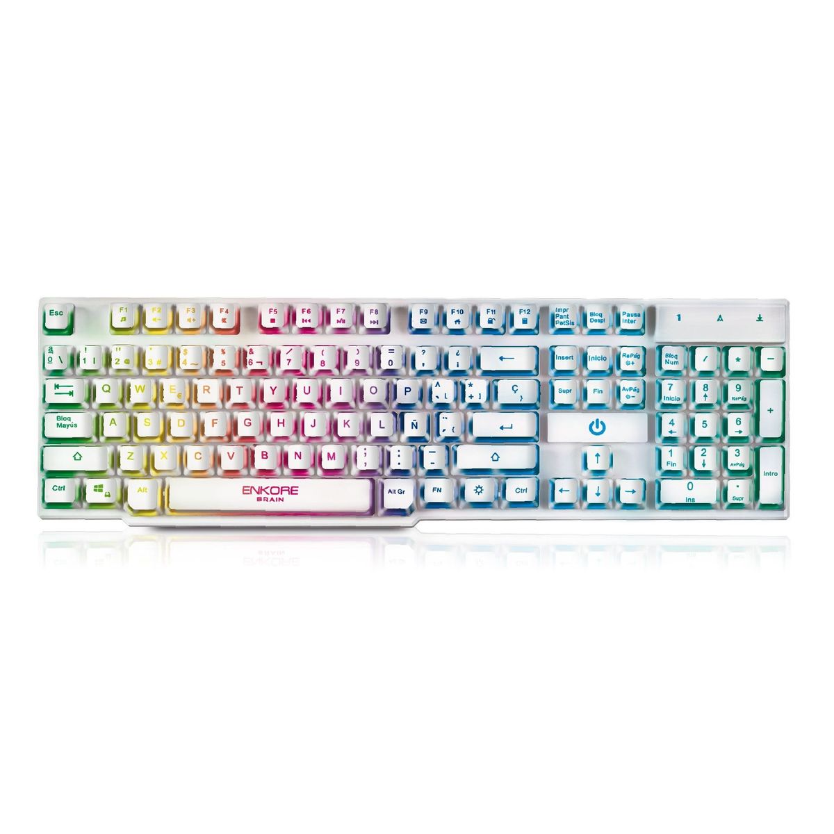 ENKORE - Teclado Gamer Brain Enkore Led Rainbow  - Blanco