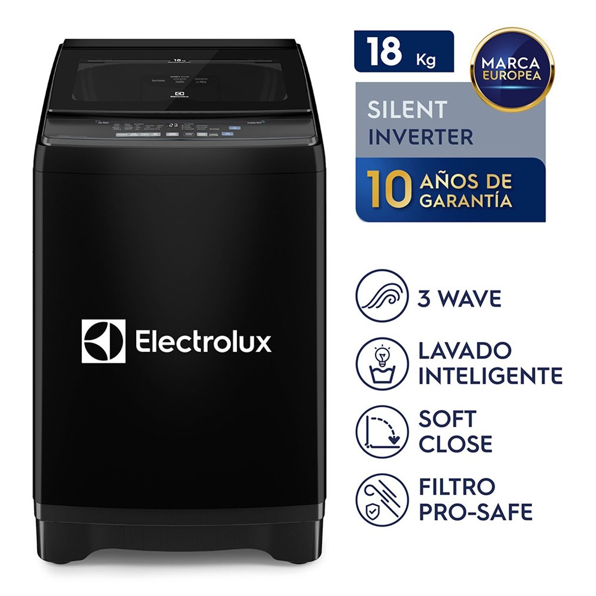 ELECTROLUX - Lavadora Electrolux 18kg Negro Inverter EWIP18F2XSWB