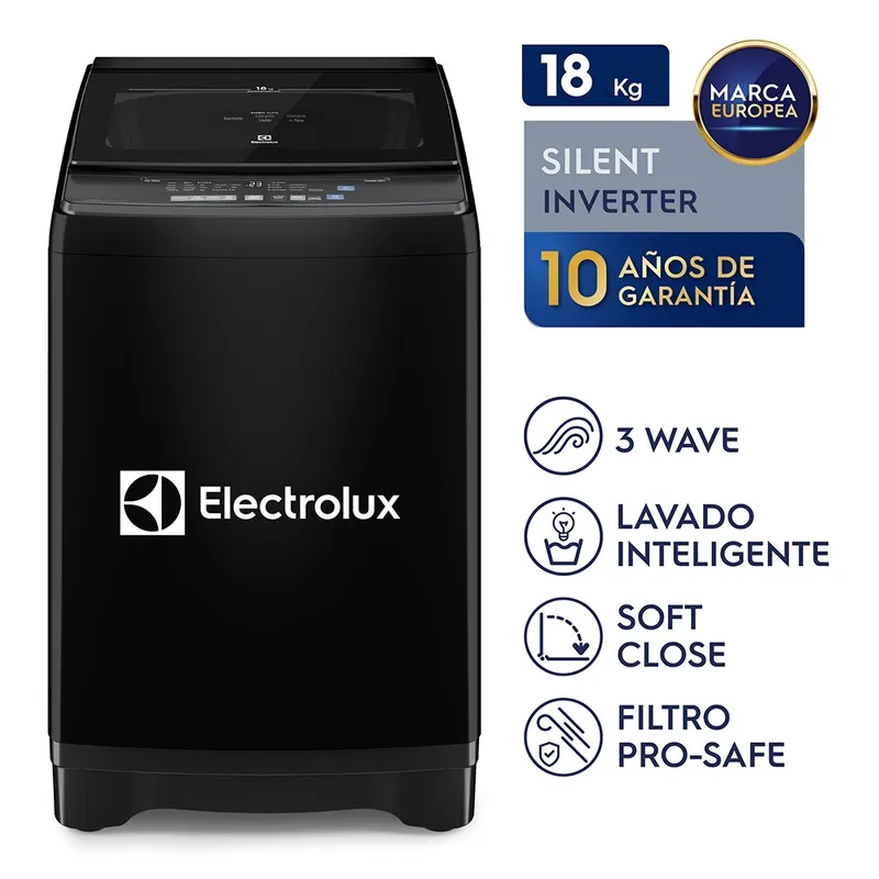 ELECTROLUX - Lavadora Electrolux 18kg Negro Inverter EWIP18F2XSWB