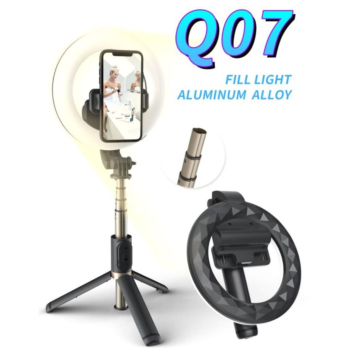 OEM - Palo Selfie Stick Bluetooth - Solumatica - Aluminio Tripode aro de luz