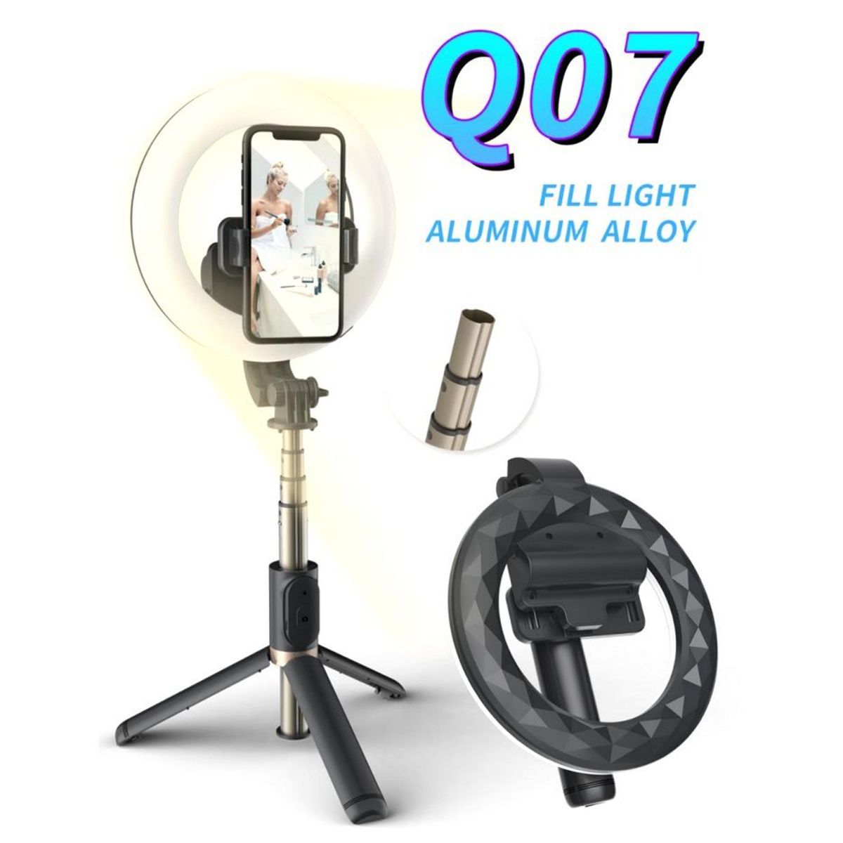 OEM - Palo Selfie Stick Bluetooth - Solumatica - Aluminio Tripode aro de luz