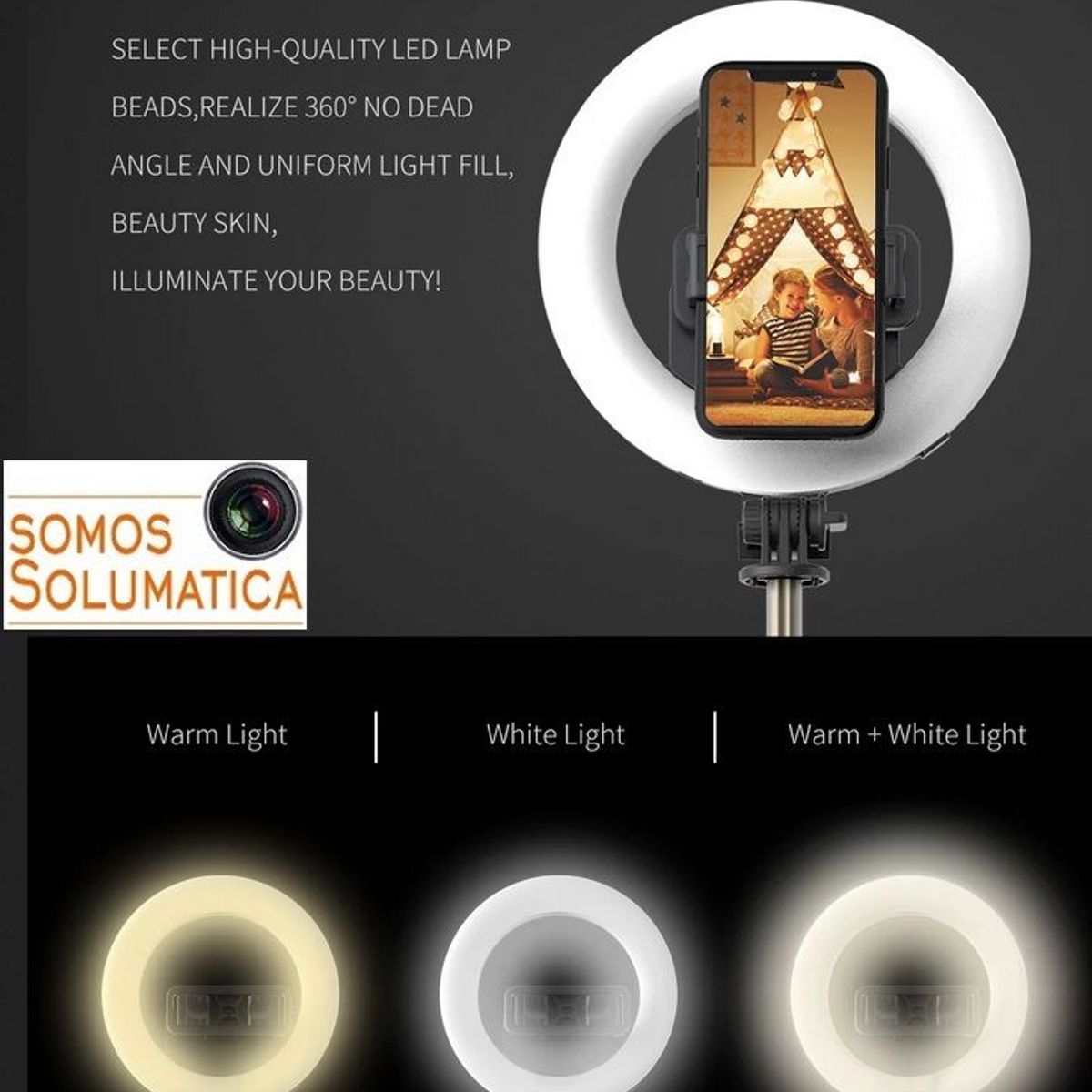 OEM - Palo Selfie Stick Bluetooth - Solumatica - Aluminio Tripode aro de luz