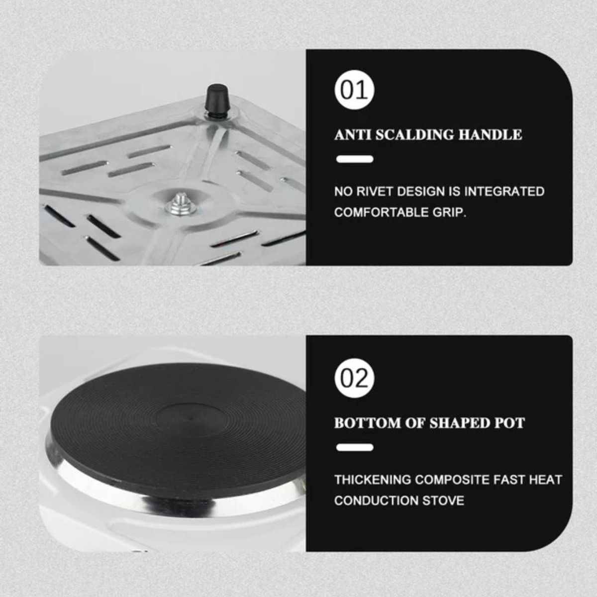 GENERICO - Cocina 1 Hornilla RAF 1000W Portatil Antiadherente