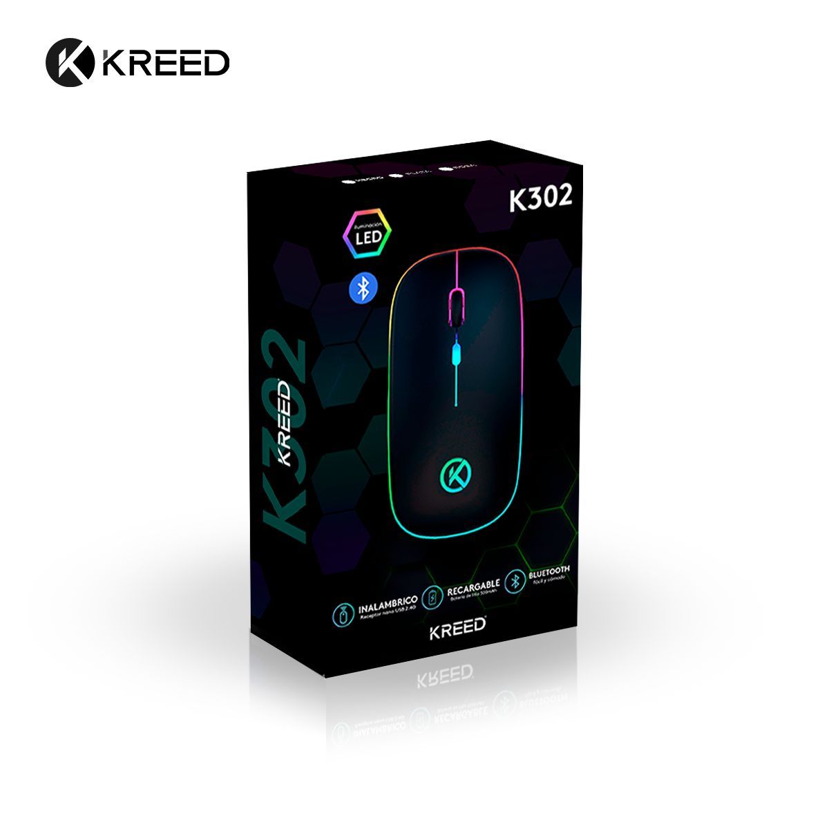 KREED - Mouse Inalámbrico Recargable  Bluetooth RGB -  ROSA