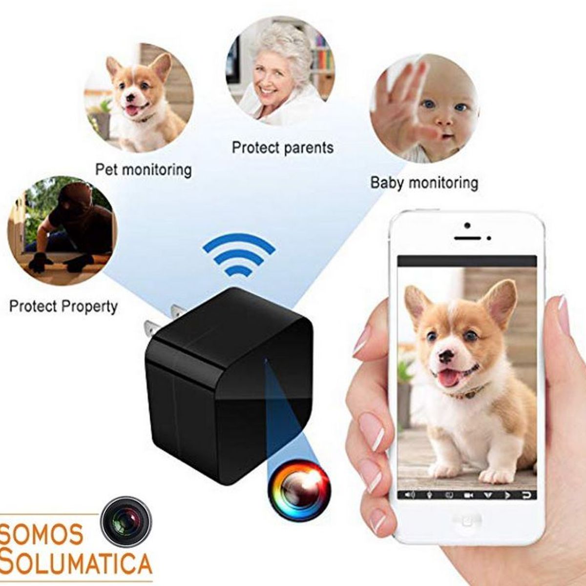 OEM - Cargador Camara Espia Wifi - Solumatica - En Vivo para Celular Nocturna