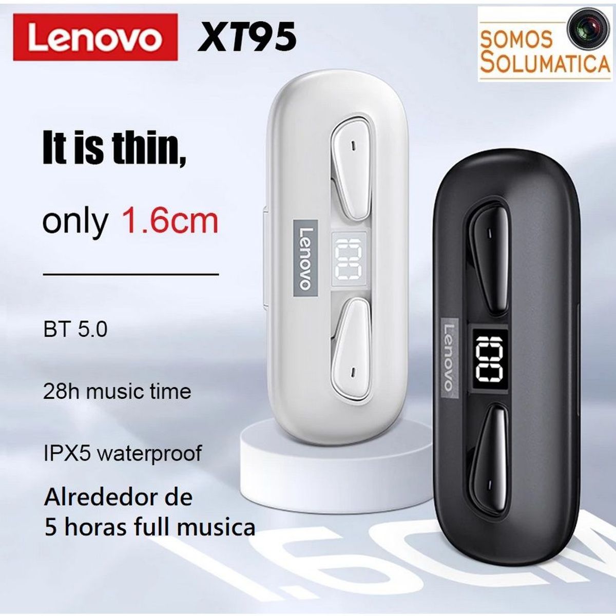 LENOVO - Audifono Bluetooth TWS - Lenovo XT95 - 5 Horas Full Musica