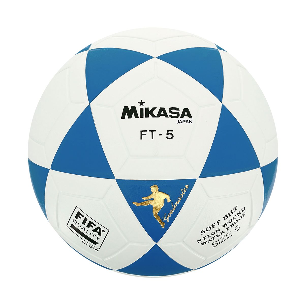 MIKASA - PELOTA PARA FÚTBOL MIKASA FT-5 CUERO FIFA 5  BLANCO/AZUL