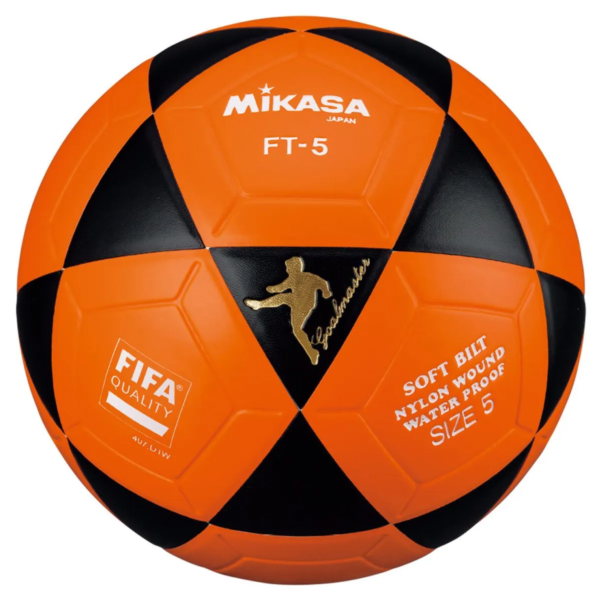 MIKASA - PELOTA PARA FÚTBOL MIKASA FT-5 CUERO FIFA5  NARANJA/NEGRO