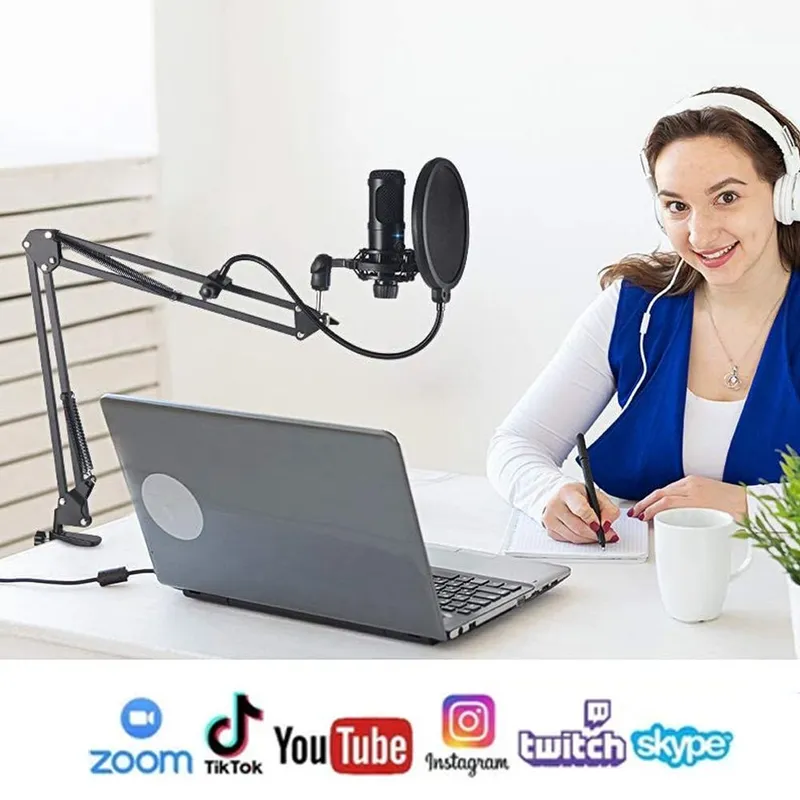 GENERICO - Micrófono Para PC USB Condensador Profesional Para Stream y Podcast