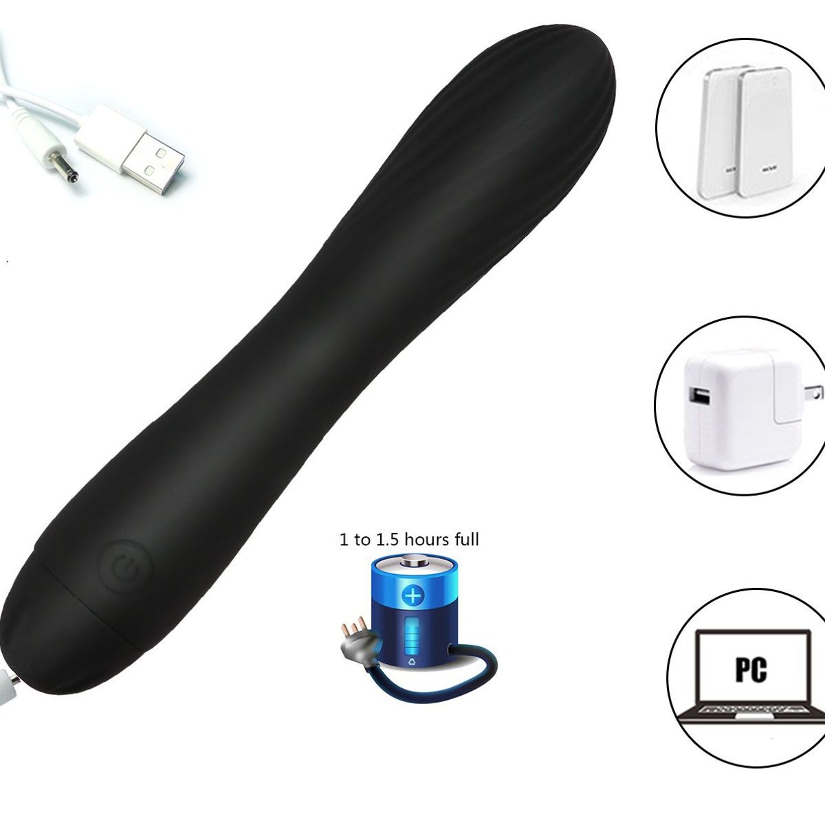 GENERICO - Potente vibrador negro de 17x32cm