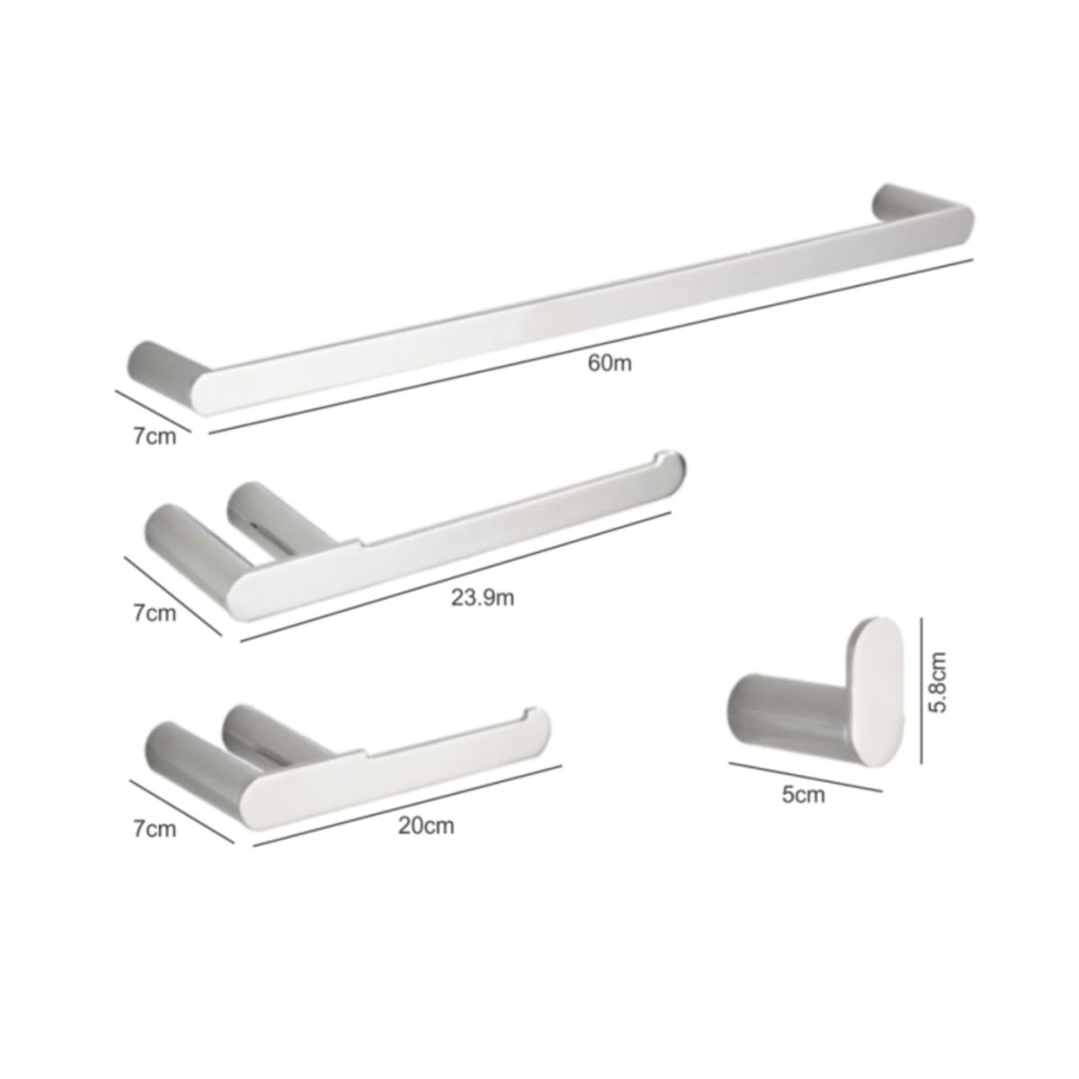 GENERICO - Set de accesorios para baño 4 piezas modelo Premium