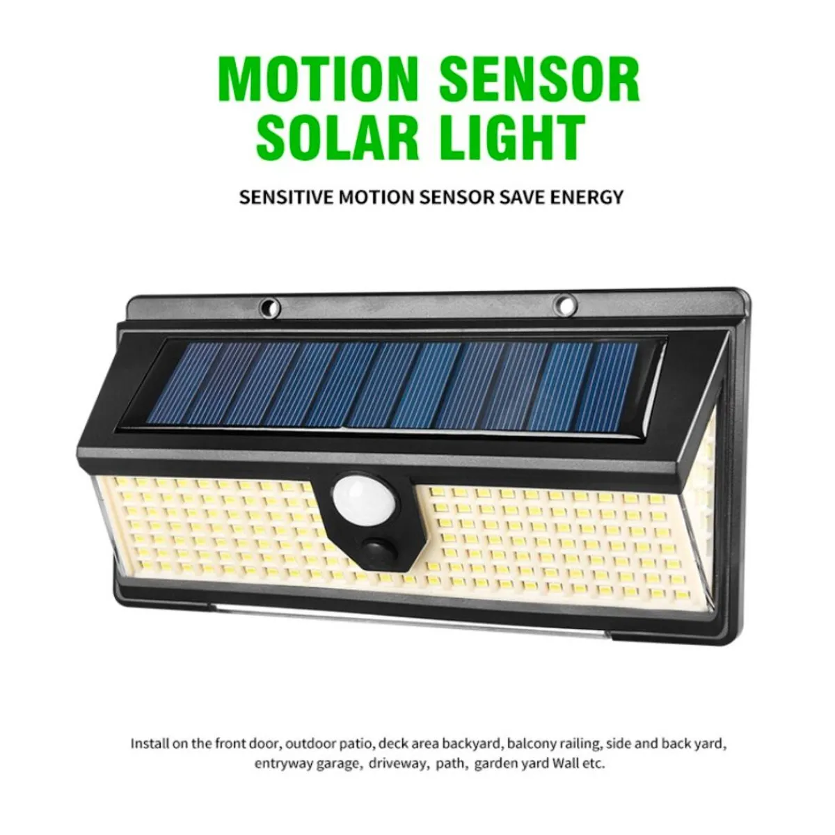 GENERICO - Lámpara Solar con Sensor 190 Led brillantes Luces Rojas y Azul