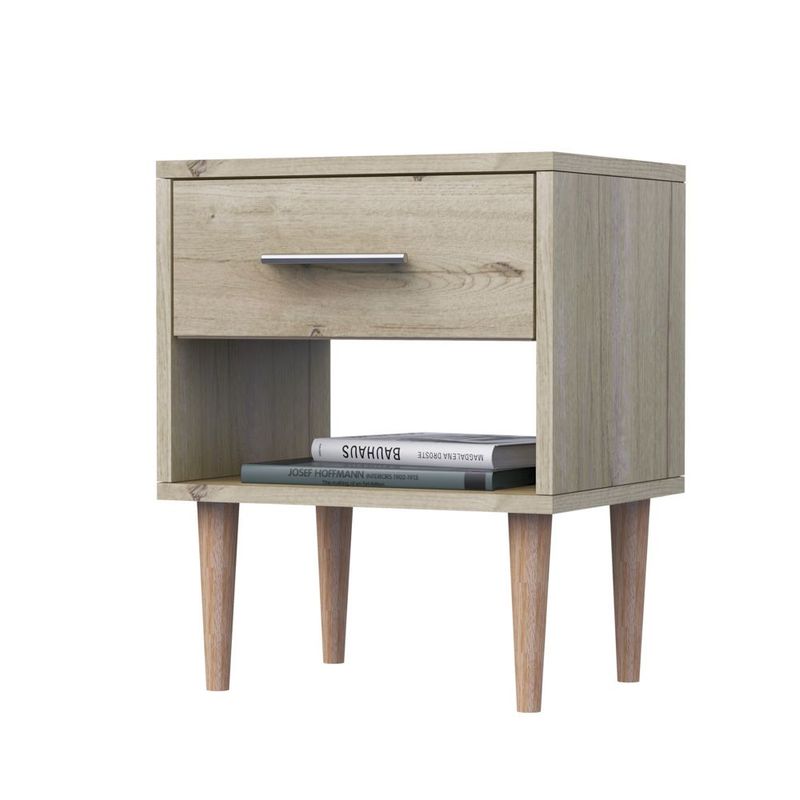 MOVENDA - Mesa de Noche Altea con 1 Cajon y Patas de Madera Movenda Duna