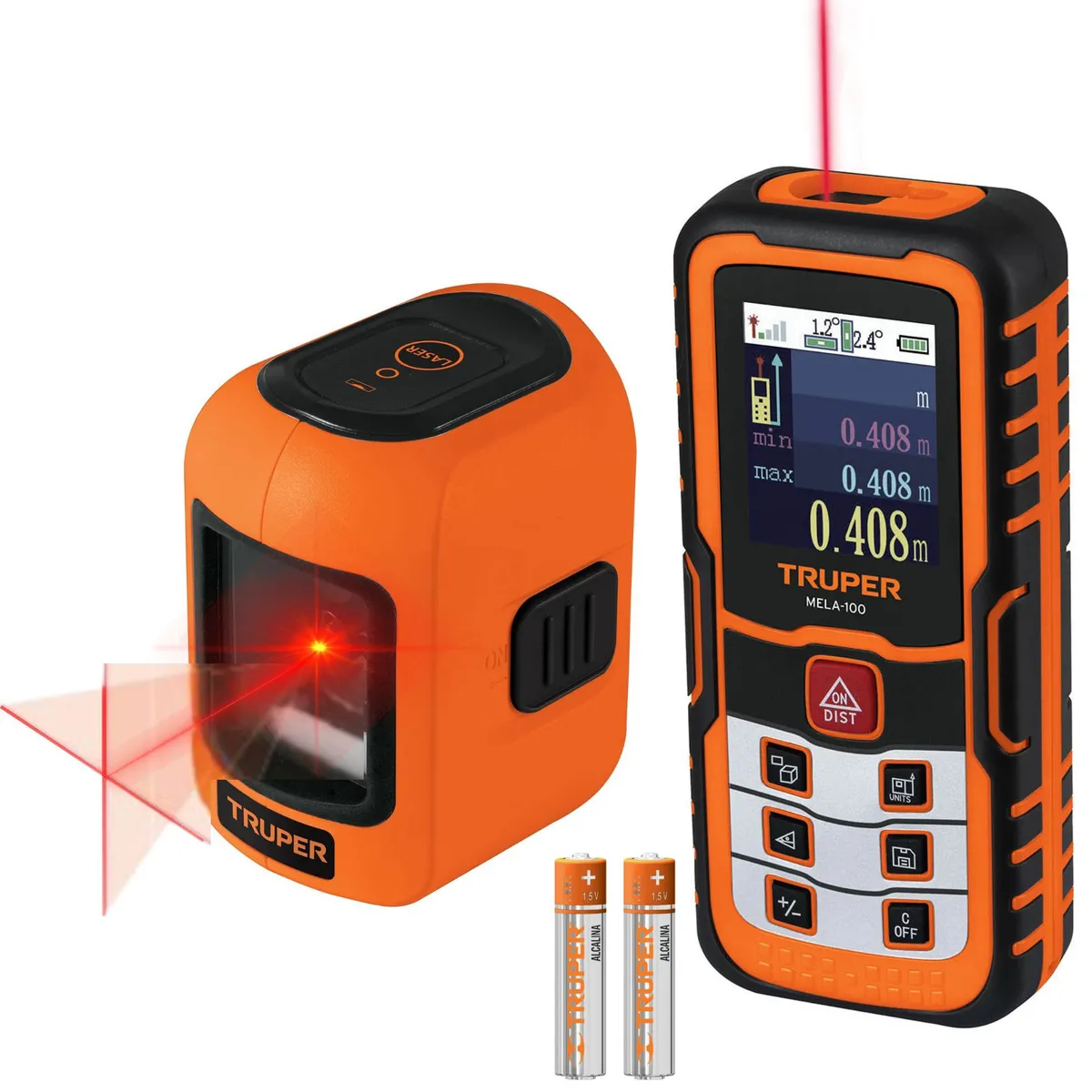 TRUPER - KIT Medidor de distancia laser 100 m, nivel laser.