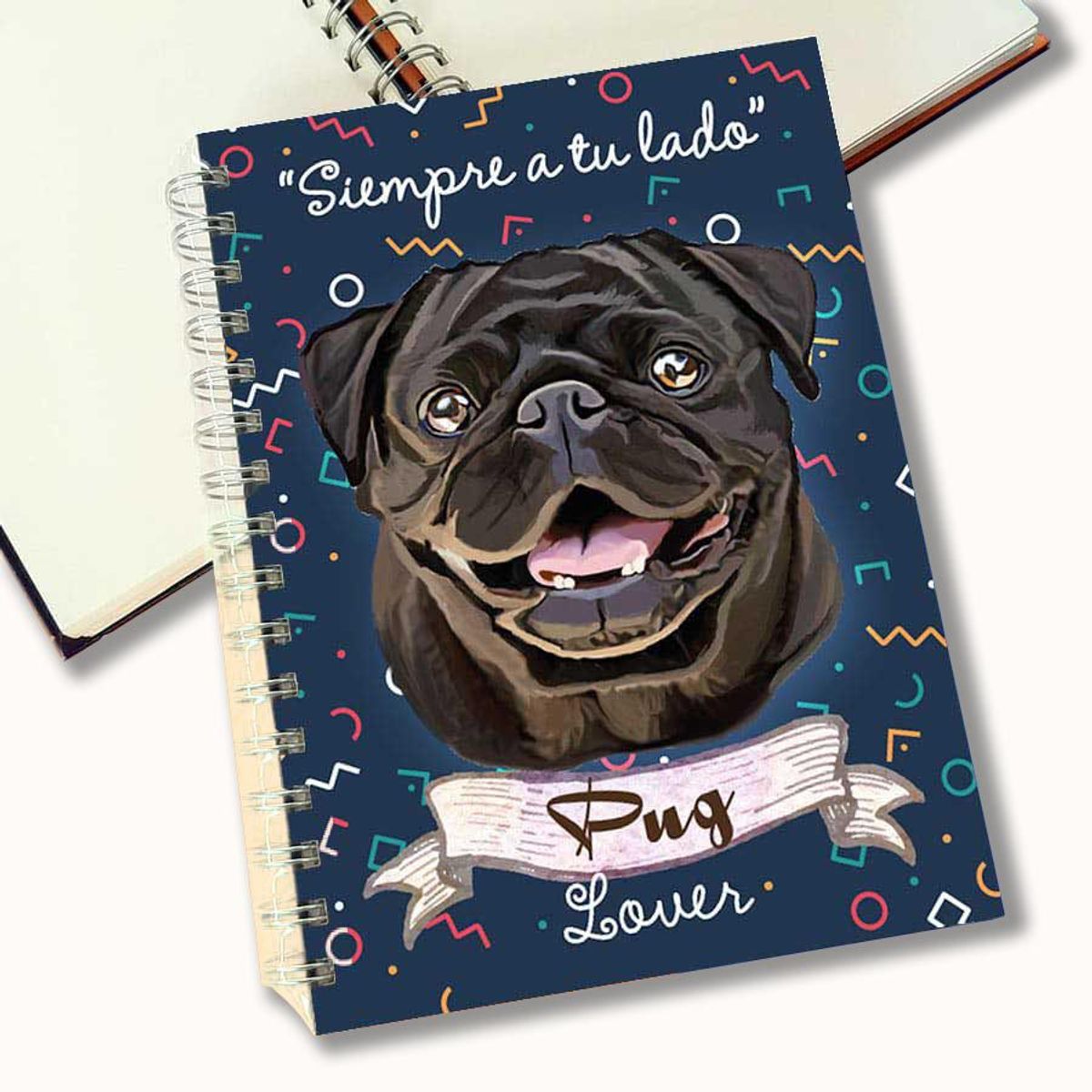 QALA DISEÑO - Cuaderno A5 - Qala Diseño - Perro Pug Negro