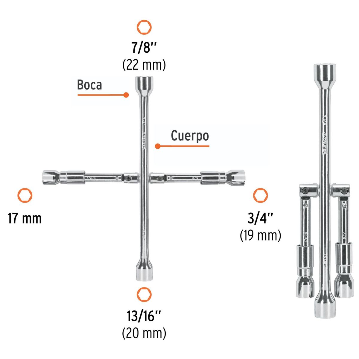 TRUPER - Kit Gata lagarto caimán 2Tn llave de ruedas Medidor aire