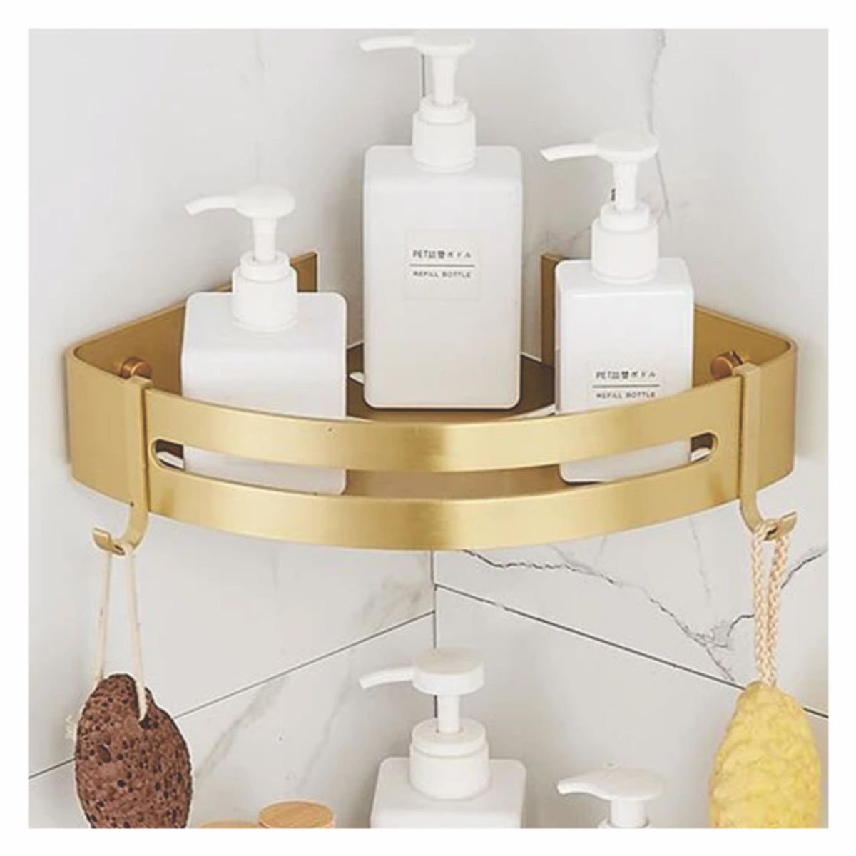 GENERICO - Repisa esquinero organizador para baño de acero inoxidable