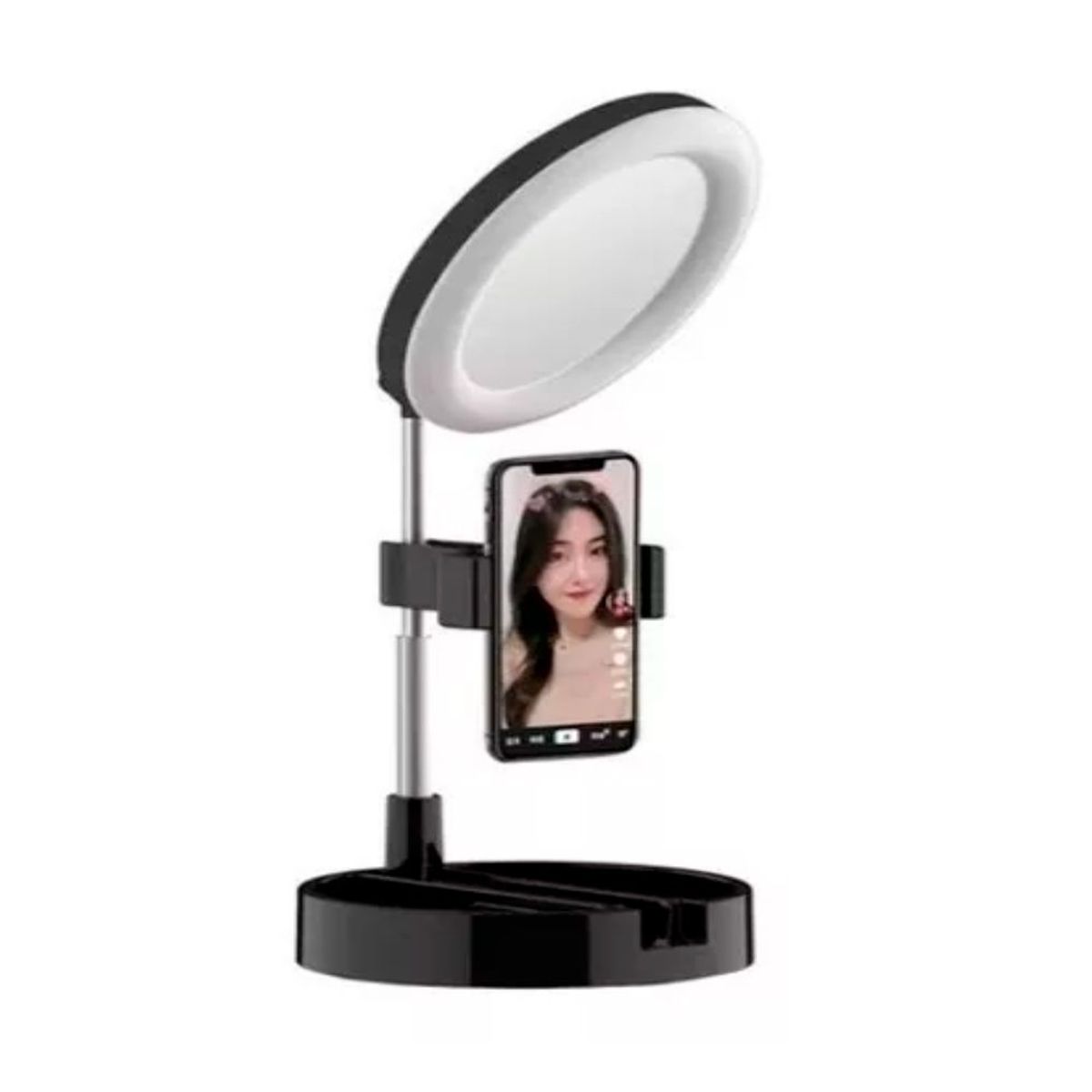 GENERICO - Espejo Para Maquillaje Gato Con Luz Led con soporte celular Streaming